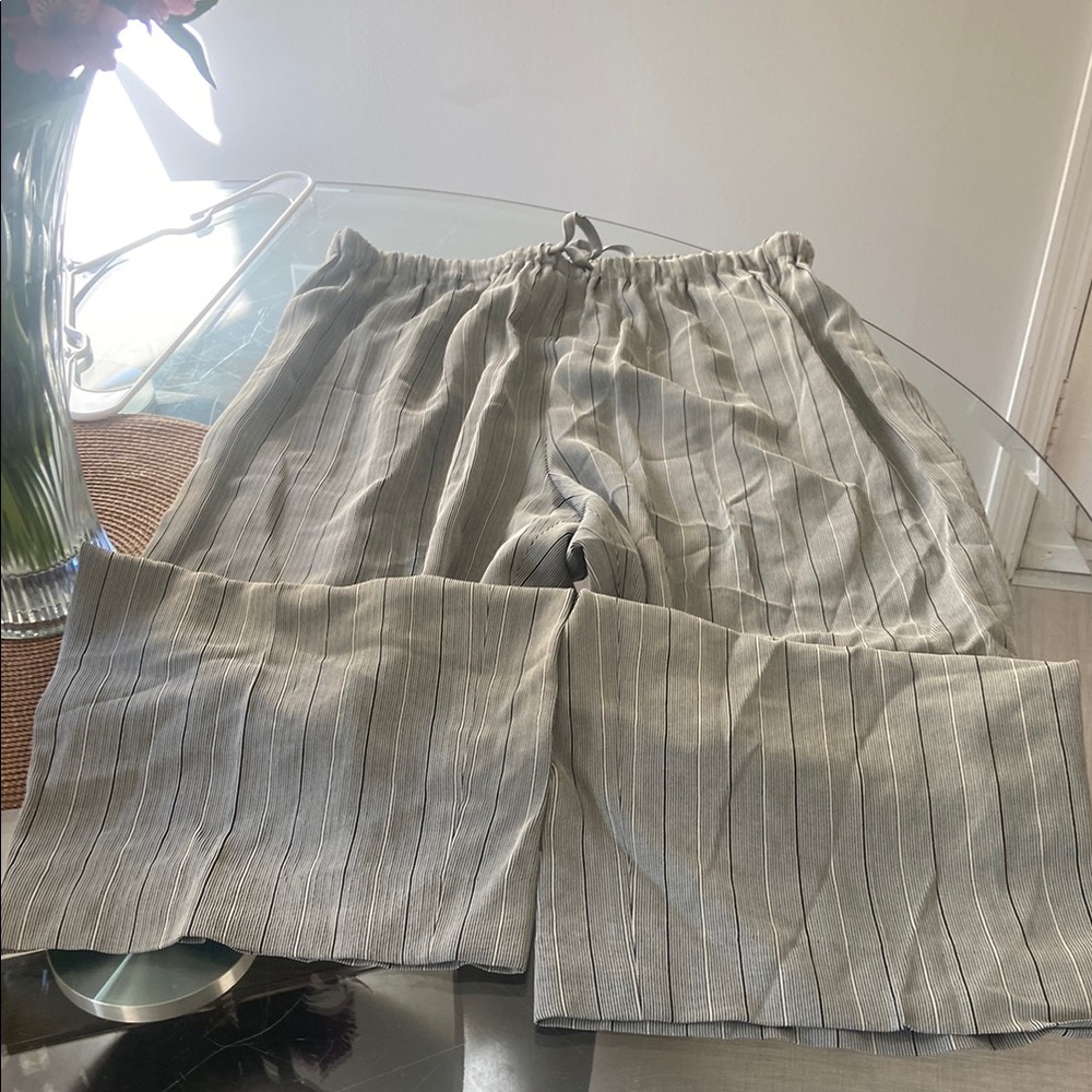 Saks Fifth Avenue Black and White Pinstripe Trousers